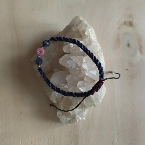 Bracelet collection fibi coeur avec perles gemmes sodalites - taille l ajustable