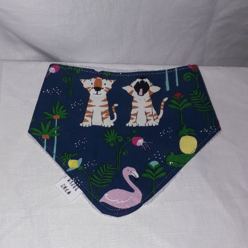 Bavoirs bandanas bebe / tigres jungle / eponge vert clair