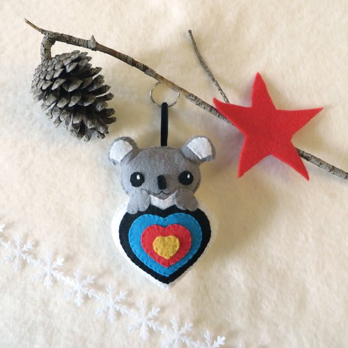 Décoration pour carquois de tir à l'arc, koala dans une cible en feutrine