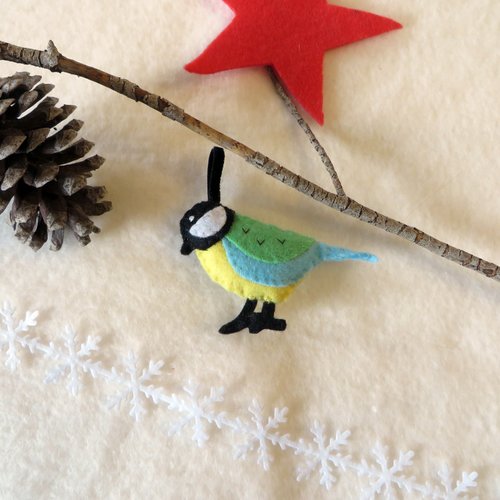 Mésange charbonnière, oiseau en feutrine