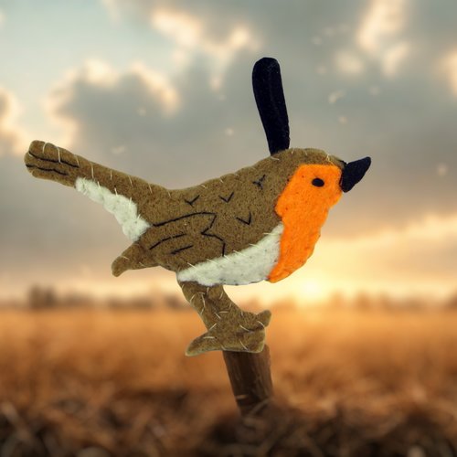 Décoration rouge gorge à suspendre, oiseau de nos campagnes en feutrine