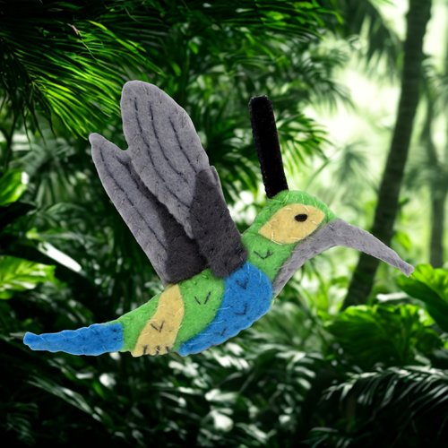 Colibri en feutrine, decoration oiseau tropical