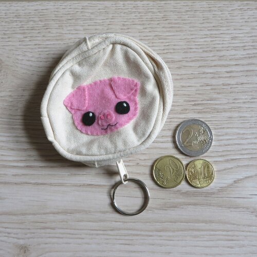 Porte monnaie cochon, mignon, en tissu coton et feutrine, cadeau pour enfants
