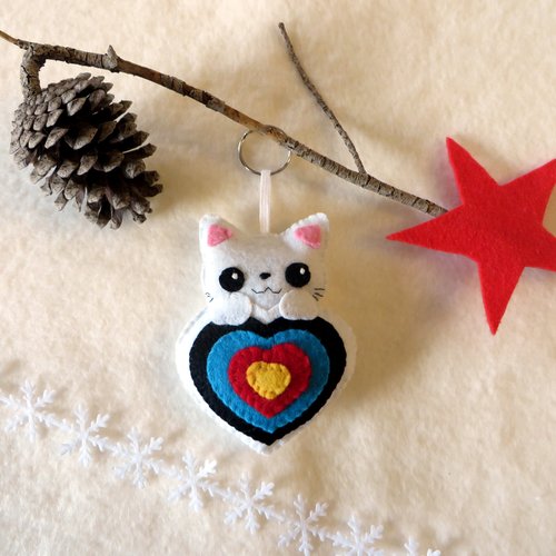 Porte clé tir à l'arc, chat dans une cible