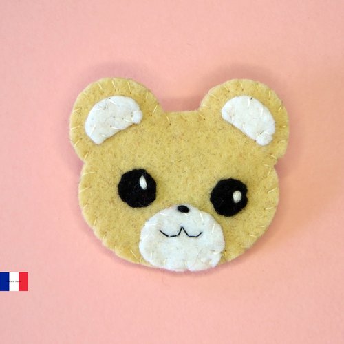 Broche ours, en feutrine, kawaii, bijou pour enfants, fait main, petit cadeau d'anniversaire