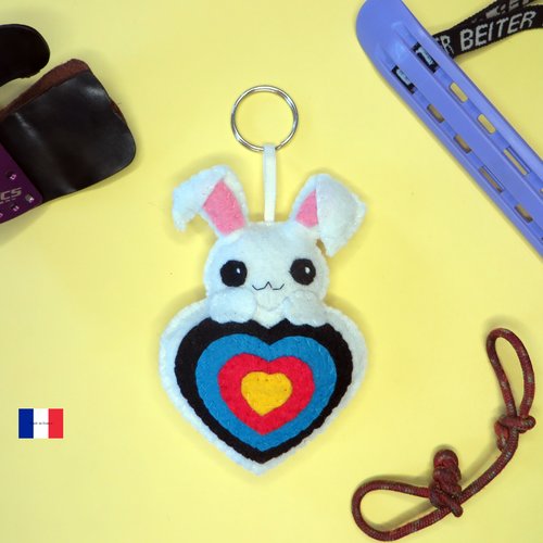 Décoration pour carquois de tir à l'arc, peluche lapin kawaii dans une cible