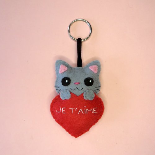 Porte-clés chat en tissu