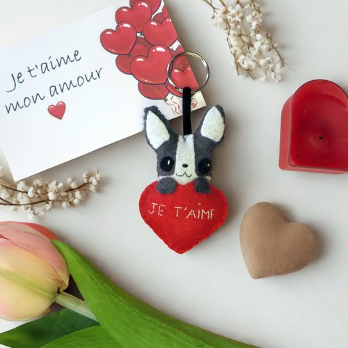 Porte clé bouledogue français, bijou de sac chien