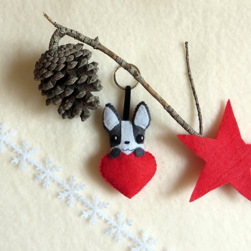 Porte clé bouledogue français, bijou de sac chien