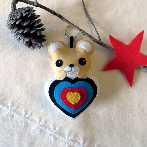 Peluche pour carquois, ours dans une cible de tir à l'arc