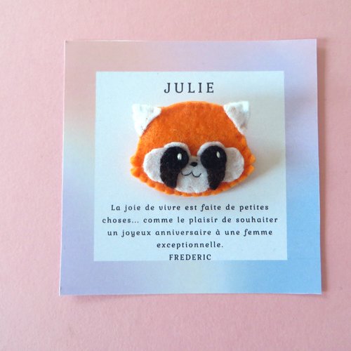 Broche panda roux kawaii, cadeau pour enfant