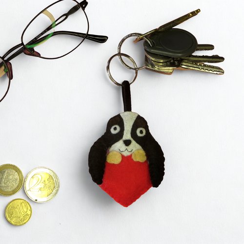 Porte clé basset bleu de gascogne, chien mignon en feutrine