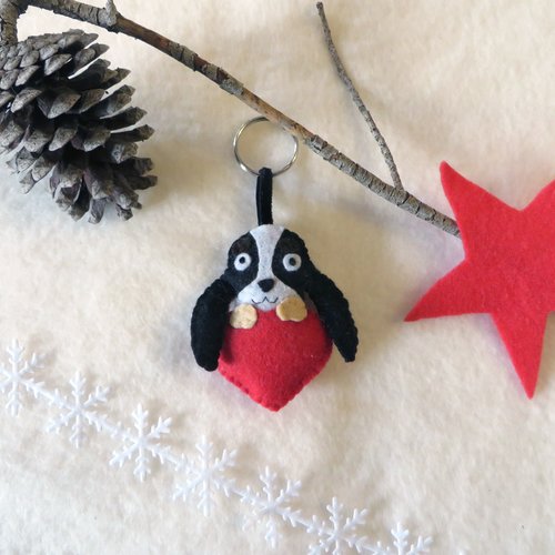 Porte clé basset bleu de gascogne, chien mignon en feutrine