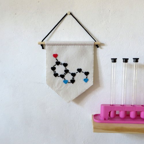 Fanion molécule de sérotonine, décoration murale thème science, formule chimique, en feutrine, fait main, cadeau de cremaillère