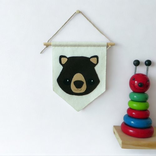 Décoration chambre bébé, fanion animal wombat