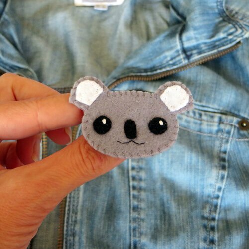 Broche kawaii, koala en feutrine, fait main, petit cadeau, bijou pour enfants