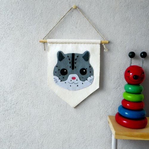 Décoration murale pour chambre de bébé, fanion léopard des neiges