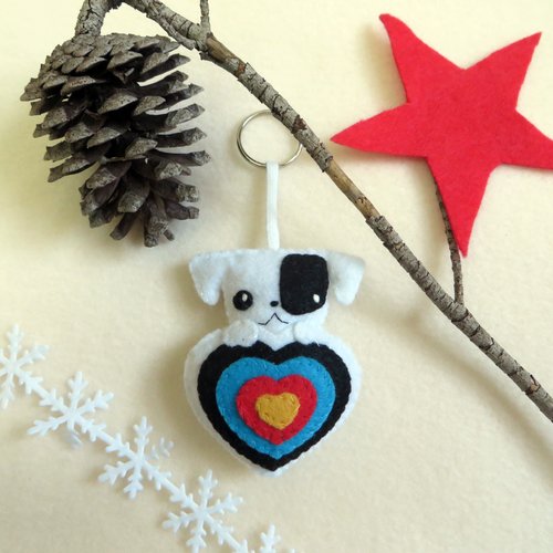 Porte clé tir à l'arc, chien jack russell dans une cible