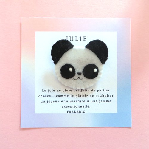 Broche panda kawaii en feutrine, accessoire à offrir