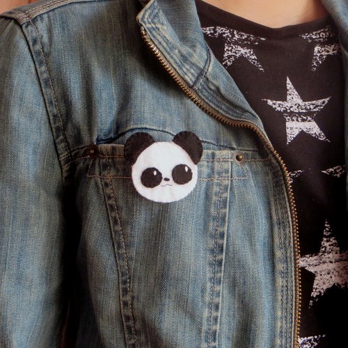 Broche panda kawaii en feutrine, accessoire à offrir