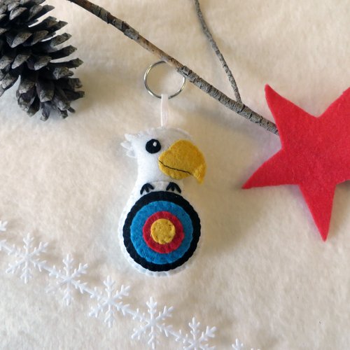 Porte clé tir à l'arc, aigle dans une cible