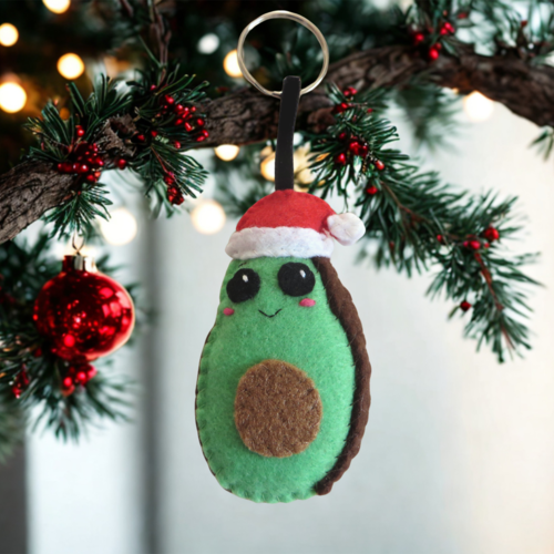 Porte clé avocat en feutrine, decoration pour sapin de noel