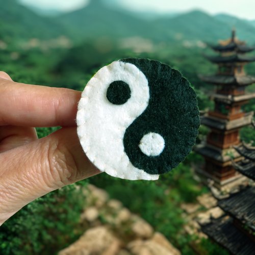 Broche yin et yang en feutrine, petit cadeau zen