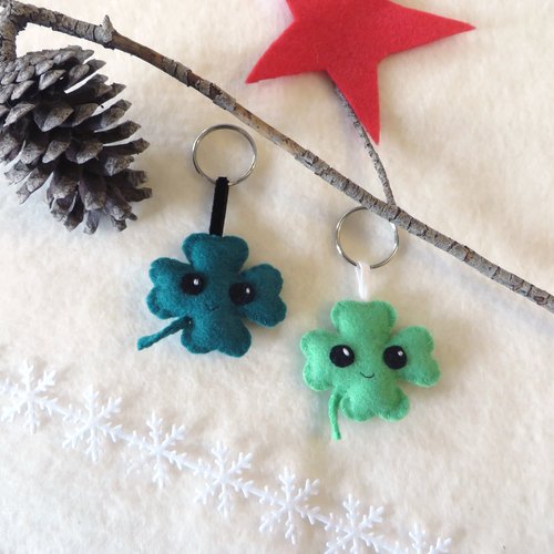 Porte-clef trèfle à 4 feuilles, cadeau porte bonheur