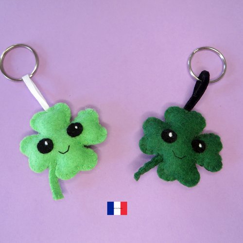 Porte-clef trèfle à 4 feuilles, cadeau porte bonheur
