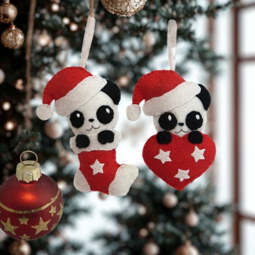 Decorations de noel, pandas à suspendre dans le sapin