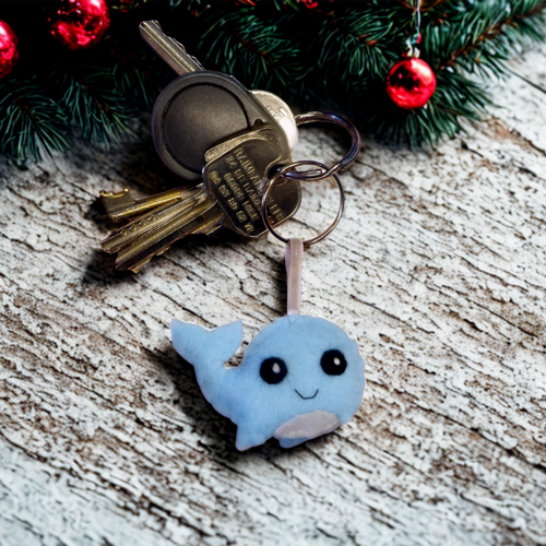 Porte-clef baleine kawaii, cadeau thème marin personnalisable