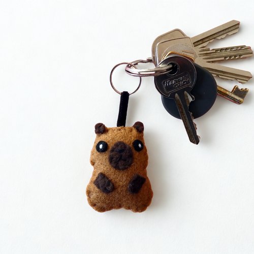 Porte clé capybara kawaii, breloque de sac en feutrine