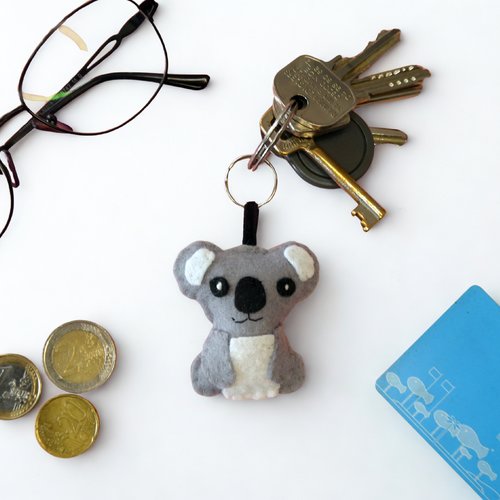 Porte clé koala kawaii, breloque de sac en feutrine