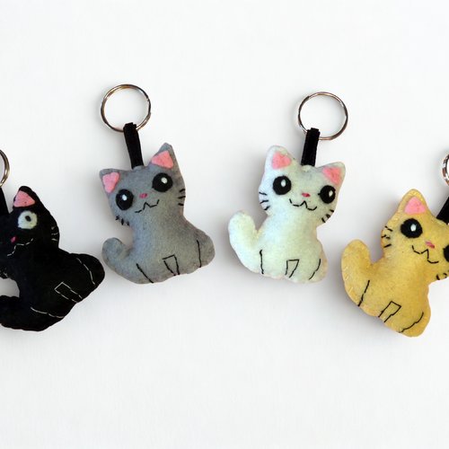 Porte clés chats, breloques de sac en feutrine