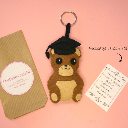 Peluche ours diplomé avec message personnalisable