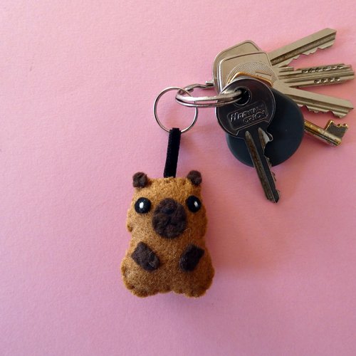 Porte clé capybara kawaii, breloque de sac en feutrine