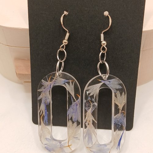 Boucles d'oreilles en résine et fleurs séchées