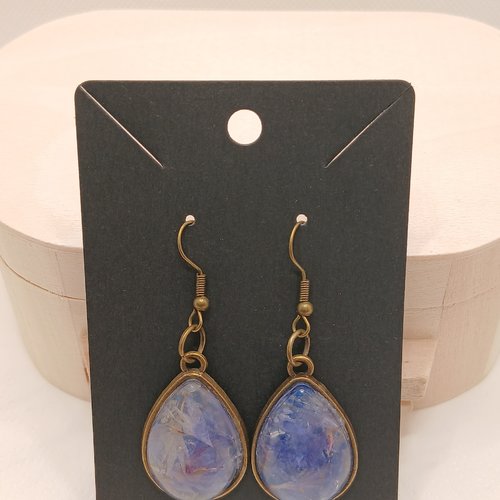 Boucles d'oreilles en résine et fleurs séchées