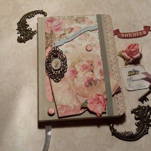  reservee blandine》carnet, papeterie shabby chic, note book, embellissement, die cut, papier fantaisie,  autres motifs 3d. scrapbooking