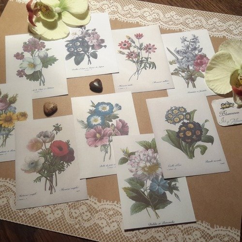 Lot 9 images fleurs, découpes papier, die cut,  papier à motifs, romantique. scrapbooking, cartes, papeterie, loisirs créatifs