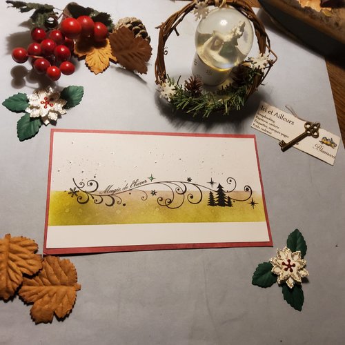 Reservee 》carte unique, hiver, noël, faite main et son enveloppe sur mesurecarterie, papeterie.