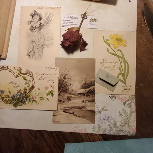 Lot de 4 cartes anciennes, 1903  1905,1913 + 1 offerte. collection privée.  carterie, papeterie.