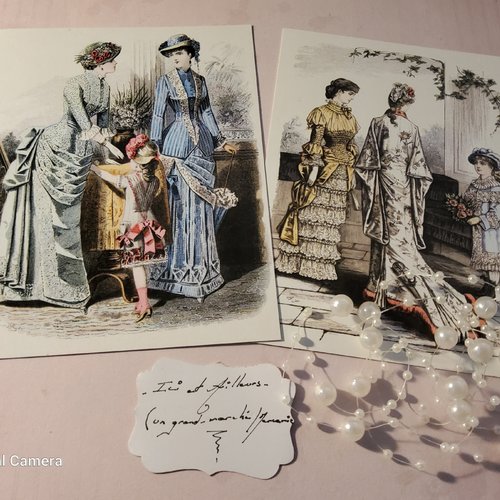 Lot 2 cartes, reproductions 19eme.. carterie, papeterie, scrapbooking