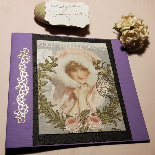 Carte double et enveloppe, noël, nouvel an, embellissements, tags, découpes.  scrapbooking, carterie, papeterie. papeterie. noël
