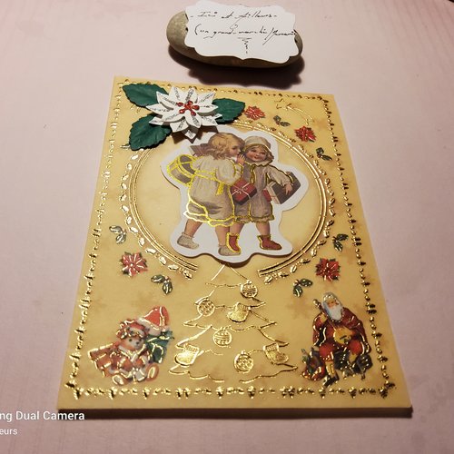 Carte double en vellum, noël et son enveloppe faite sur mesure