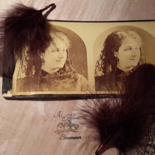 Carte porte photos anciennes,  tirages authentiques de 1887, portraits jeune femme en mantille 