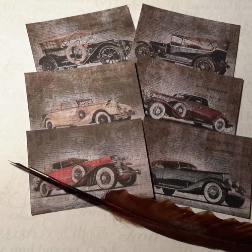 Lot de 6 images,  collection vieilles automobiles.. vintage,  reproductions  anciennes.. scrap 