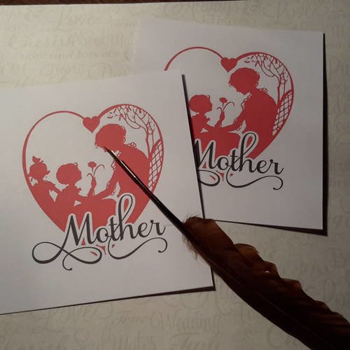 Lot de 2 grandes cartes, motifs  fête des mères et amour.  coeur, enfants, maman, fleur. créations cartes.
