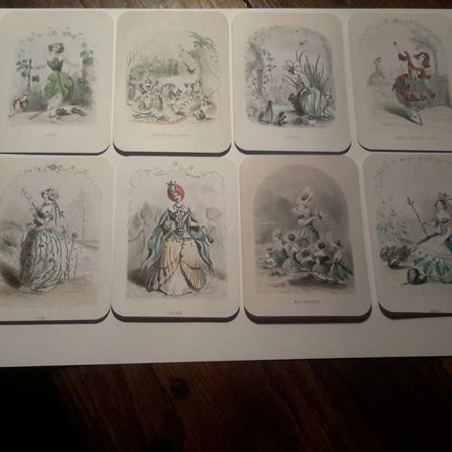 Lot  a de 8 images, mini cartes motifs victoriens fées vintage. rare... les fées des fleurs.  sur  papier 