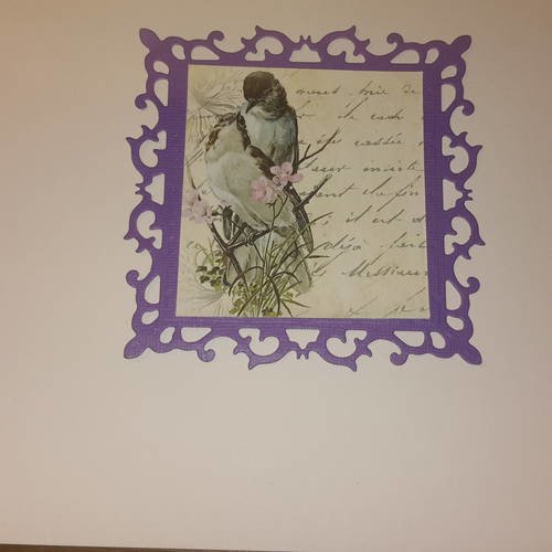 Carte et enveloppe,, embellissement, contour arabesques, , illustration couple d’ oiseaux et fleurs, fonds 
